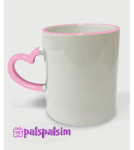 ספל ידית לב ורוד