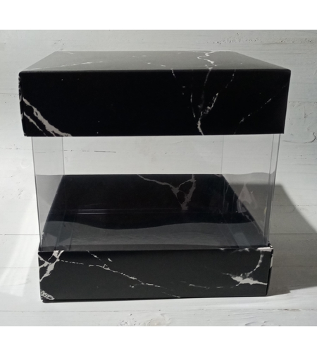 אריזה בסיס שחור משויש שרוול שקוף 20*20 גובה 19 - 10 יחידות 