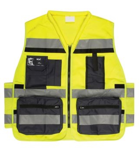 אפוד עבודה צהוב עם כיסים 