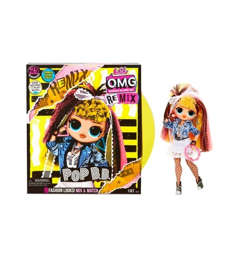 לול OMG רמיקס  בובת אופנה עם 25 הפתעות ומוזיקה  צהוב