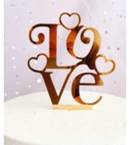 טופר לעוגה LOVE זהב