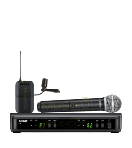 זוג מיקרופונים אלחוטיים ידני + נק מייק SHURE BLX1288E/CVL 