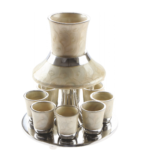 מחלק יין אלומניום מהודר עם 8 כוסיות - פנינה 2