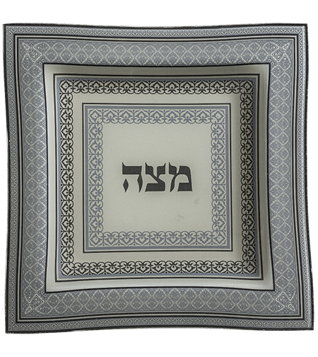 Blue glass matzah plate 28 cm