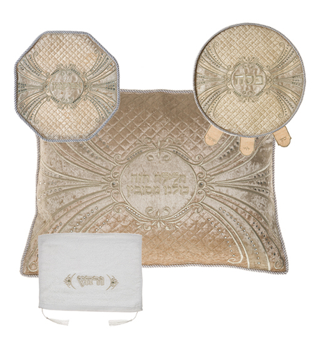Luxurious Passover set set with 4-piece stones Passover cover + Afikoman + pillow cover + towel - including pillow