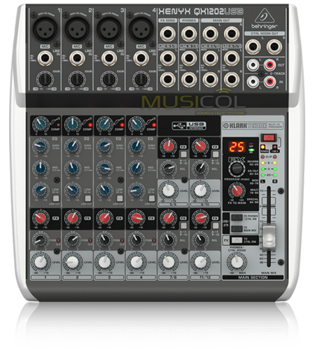 מיקסר 12 כניסות, אפקט, וכרטיס קול QX1202USB