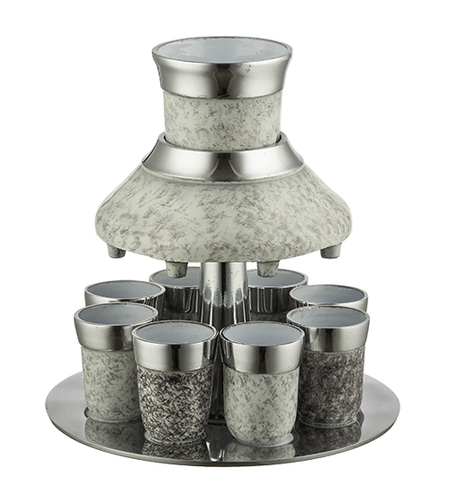 מחלק יין אלומניום מהודר עם 8 כוסיות - שיש 21 ס