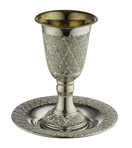 גביע קידוש מהודר ציפוי כסף טהור 925 עם רגל ותחתית 13 ס