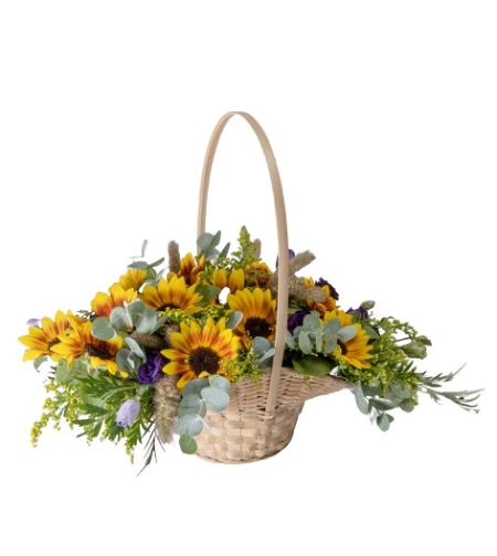 סידור חמניות בסלסלה