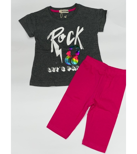 חליפת בנות (2-10) FOCUS אפור עכבר\ורוד