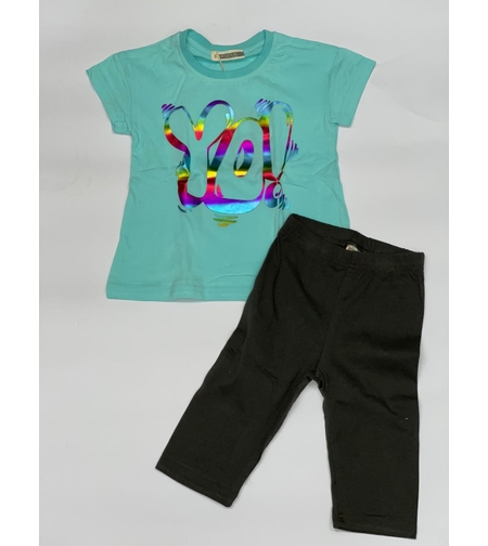 חליפת בנות (2-10) FOCUS טורקיז\לבן\אפור