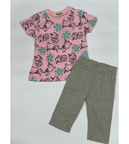 חליפת בנות (2-10) FOCUS ורוד בהיר\לבן\ורוד