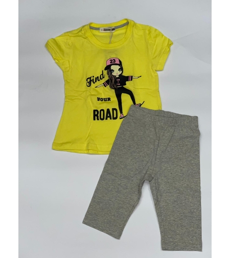 חליפת בנות (2-10) FOCUS צהוב\טורקיז\ורוד