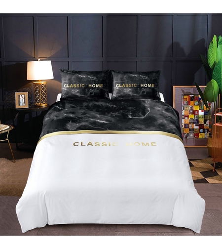  מצעים פדני שחור לבן שיש 180/200  