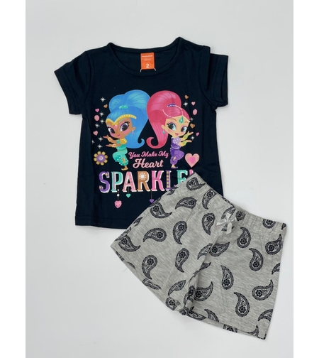 פיג'מה בנות 2-10 כחול\אפור 