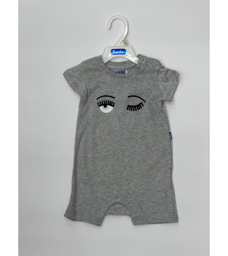 אוברול בייבי בנות 3M-24M אפור\אפרסק 