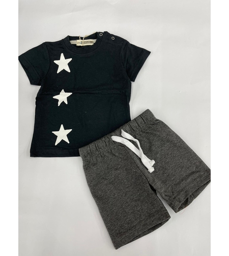 חליפת בייבי בנים 100% כותנה FOCUS (לבן\אפור\שחור)