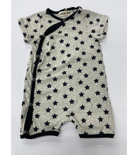 אוברול בייבי בנים 100% כותנה (לבן\אפור\אפור עכבר) 