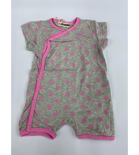 אוברול בייבי בנות 100% כותנה FOCUS (אפור\ורוד\אפור עכבר) 