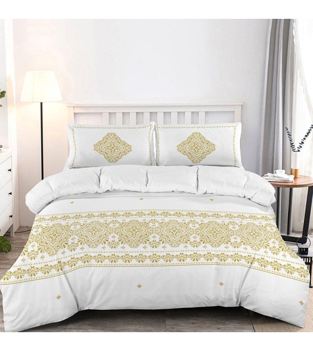 מצעי דגם לבן בהדפס זהב 120/200 