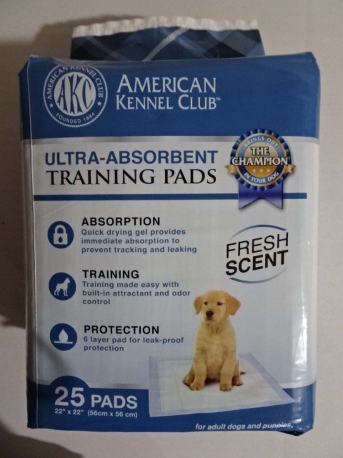 פדים לכלב לאימון גורים 6 שכבות  25 יח'  AKC