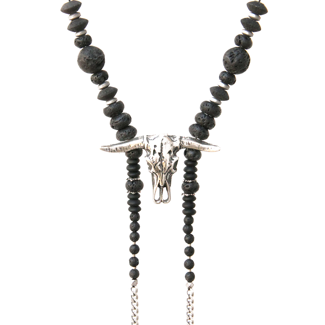 שרשרת שור וולטייר -  שחור, כסף