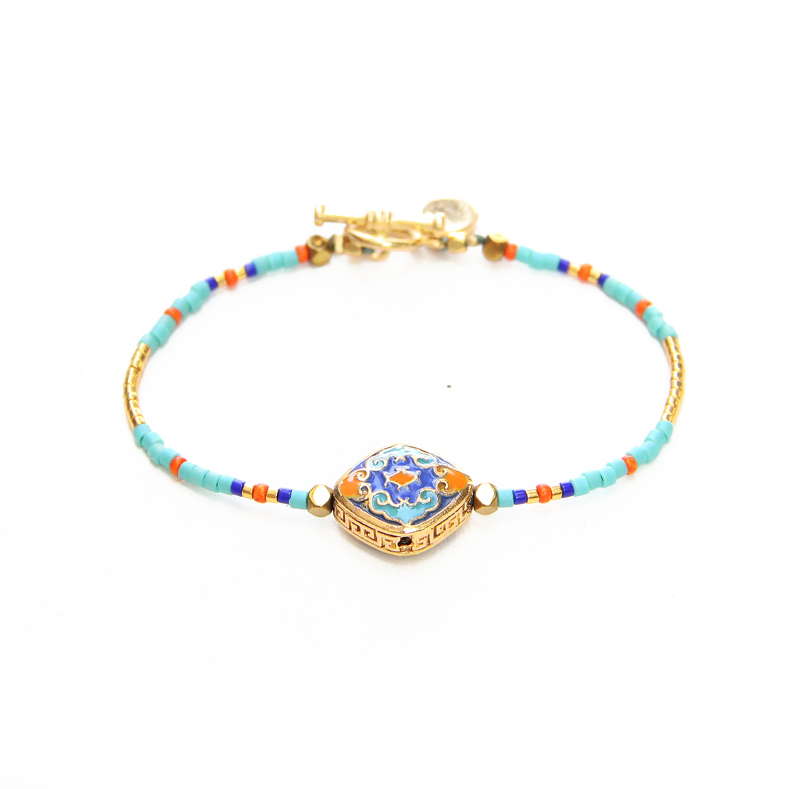 צמיד ברידג'יט - תכלת, כתום, זהב