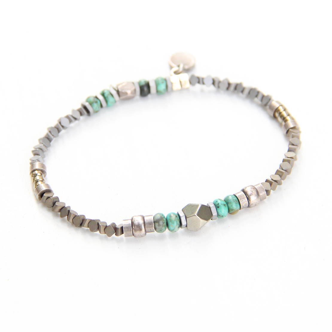 קומבינציית צמידים - טורקיז כסף