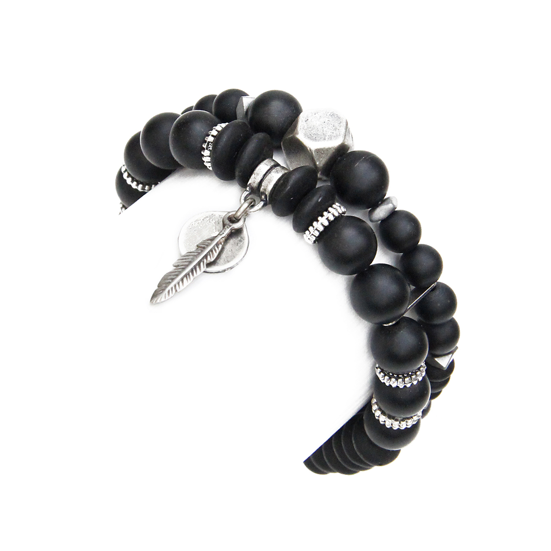 צמיד בוהו - שחור כסף