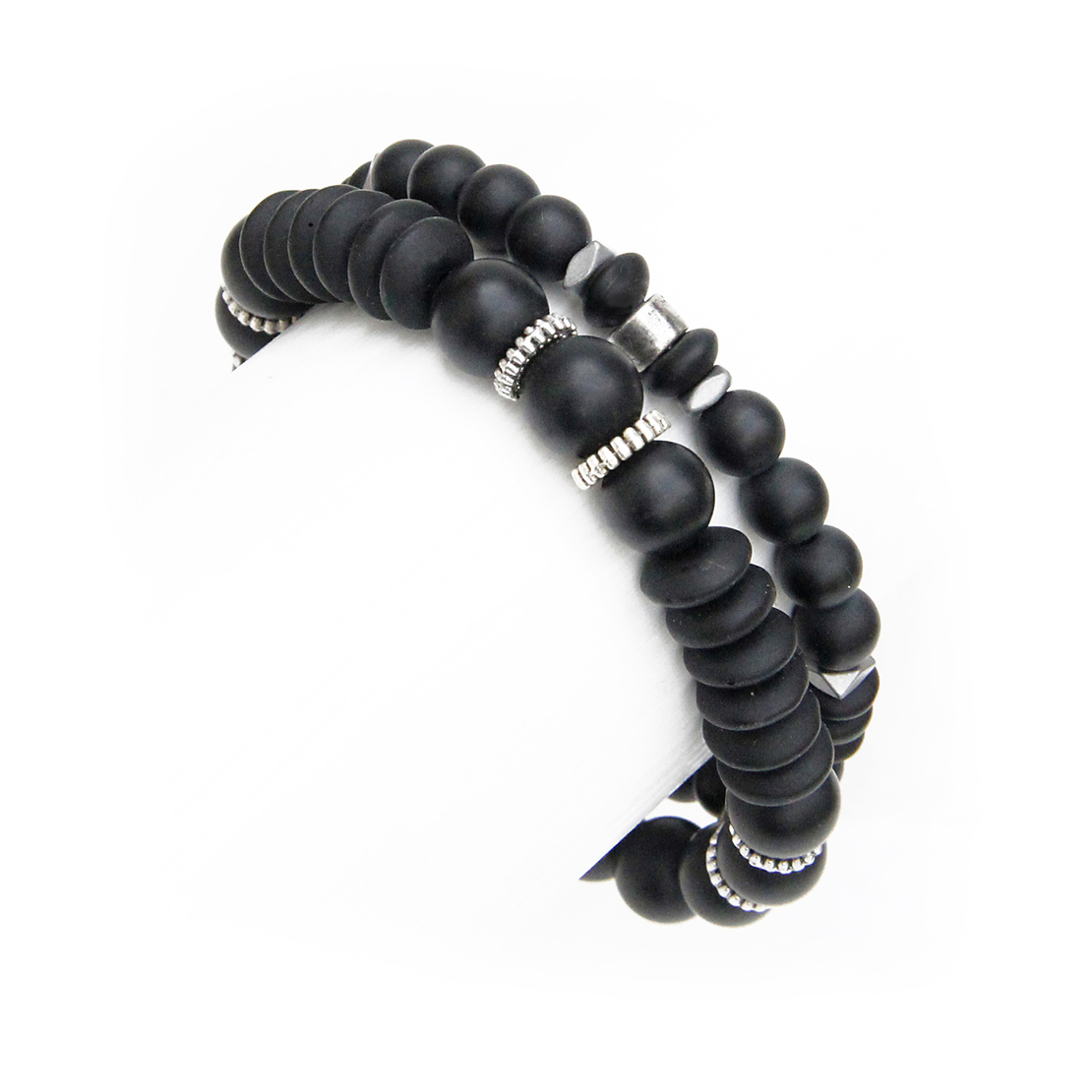 צמיד בוהו - שחור כסף