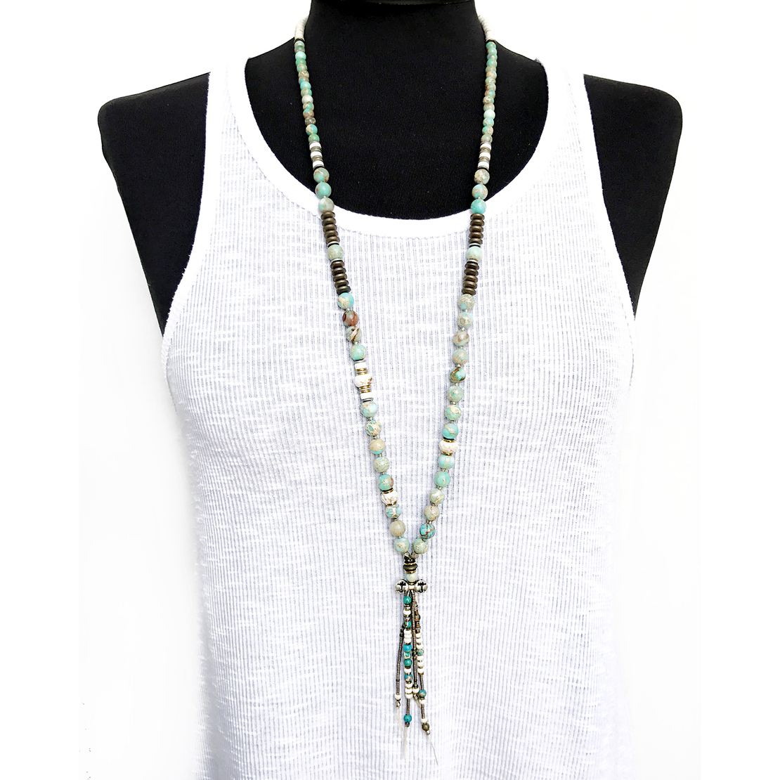 שרשרת בוהו פרנזים - טורקיז