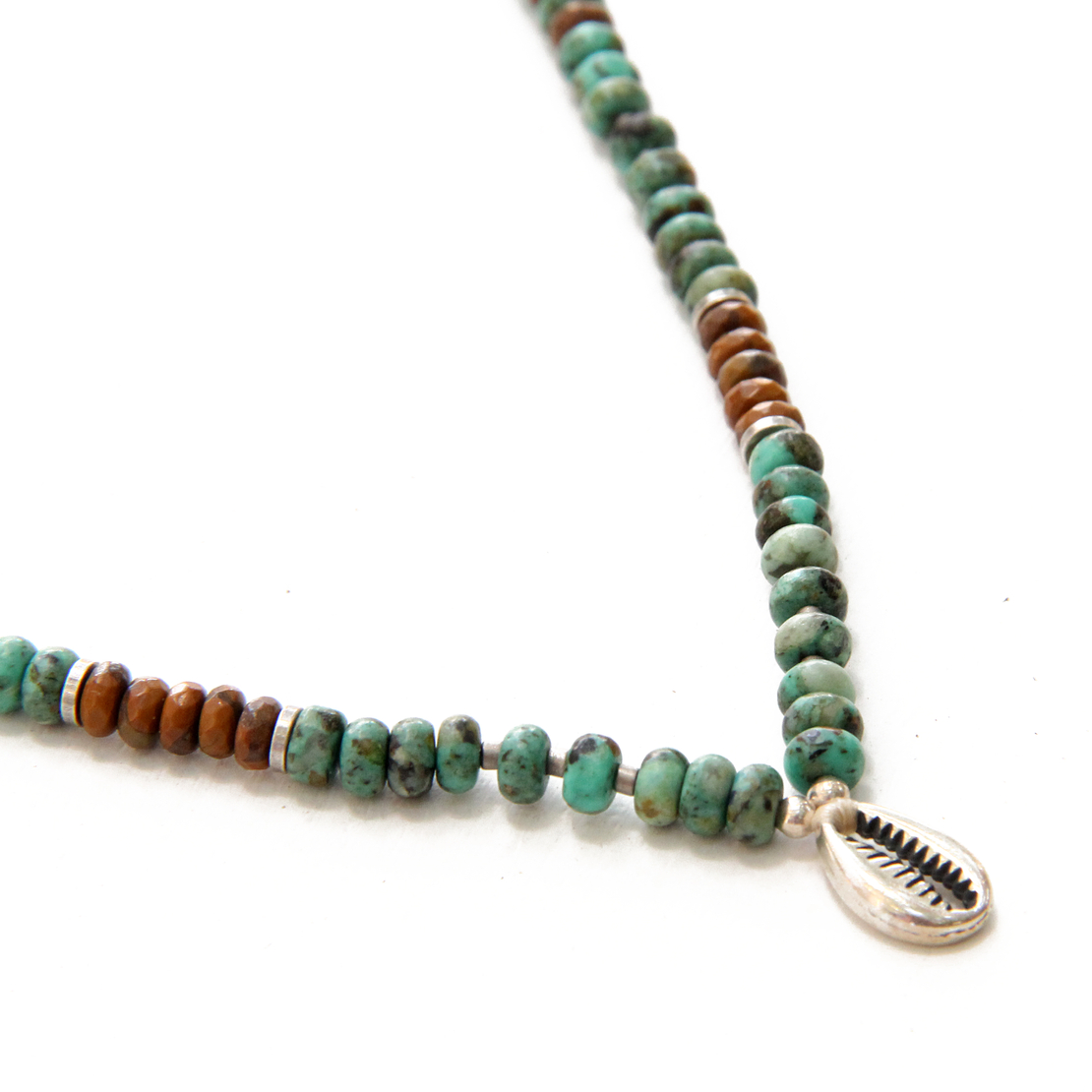 שרשרת קונכייה ילדים - טורקיז וכסף