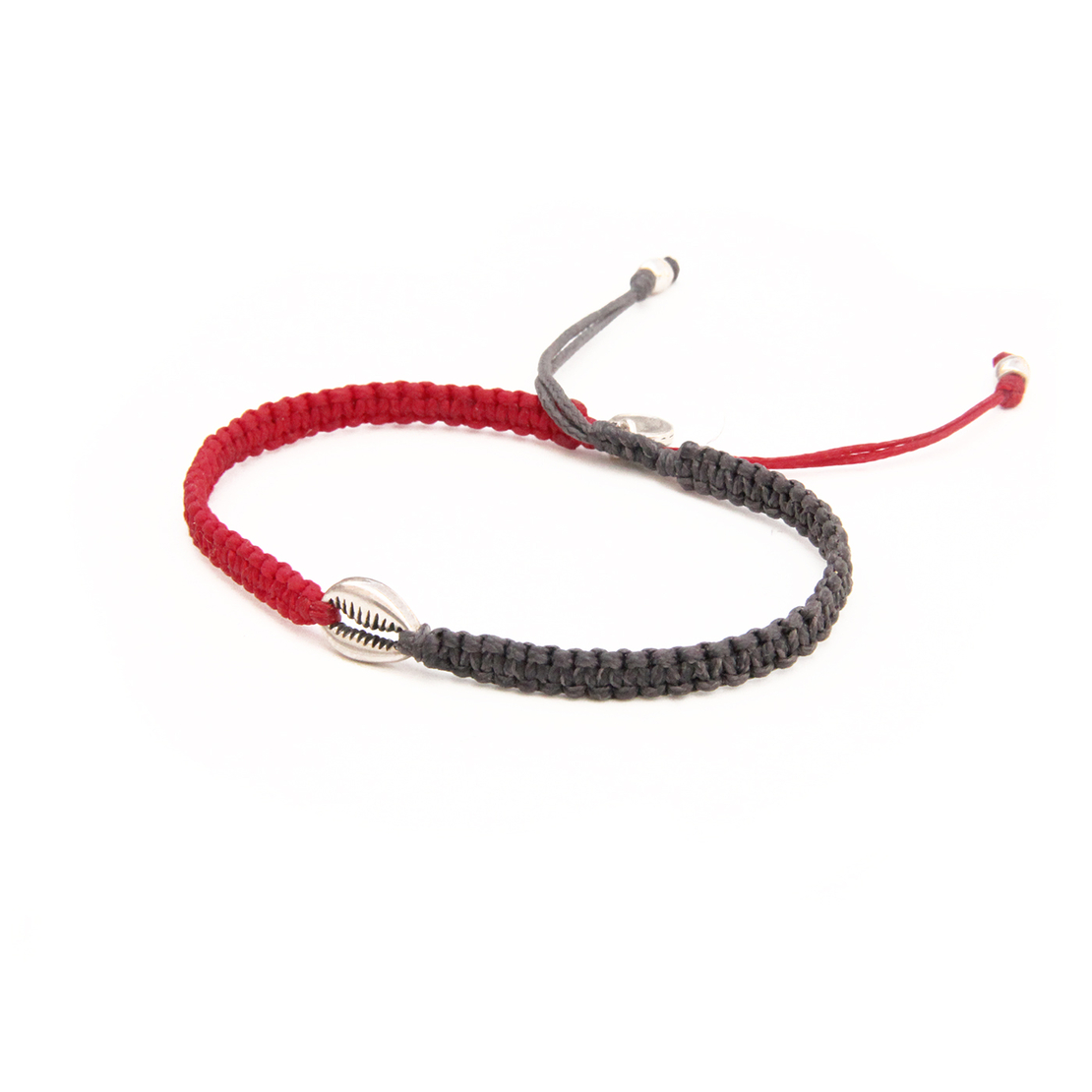 צמיד קרושה קונכייה גברים - אדום, אפור, כסף 925