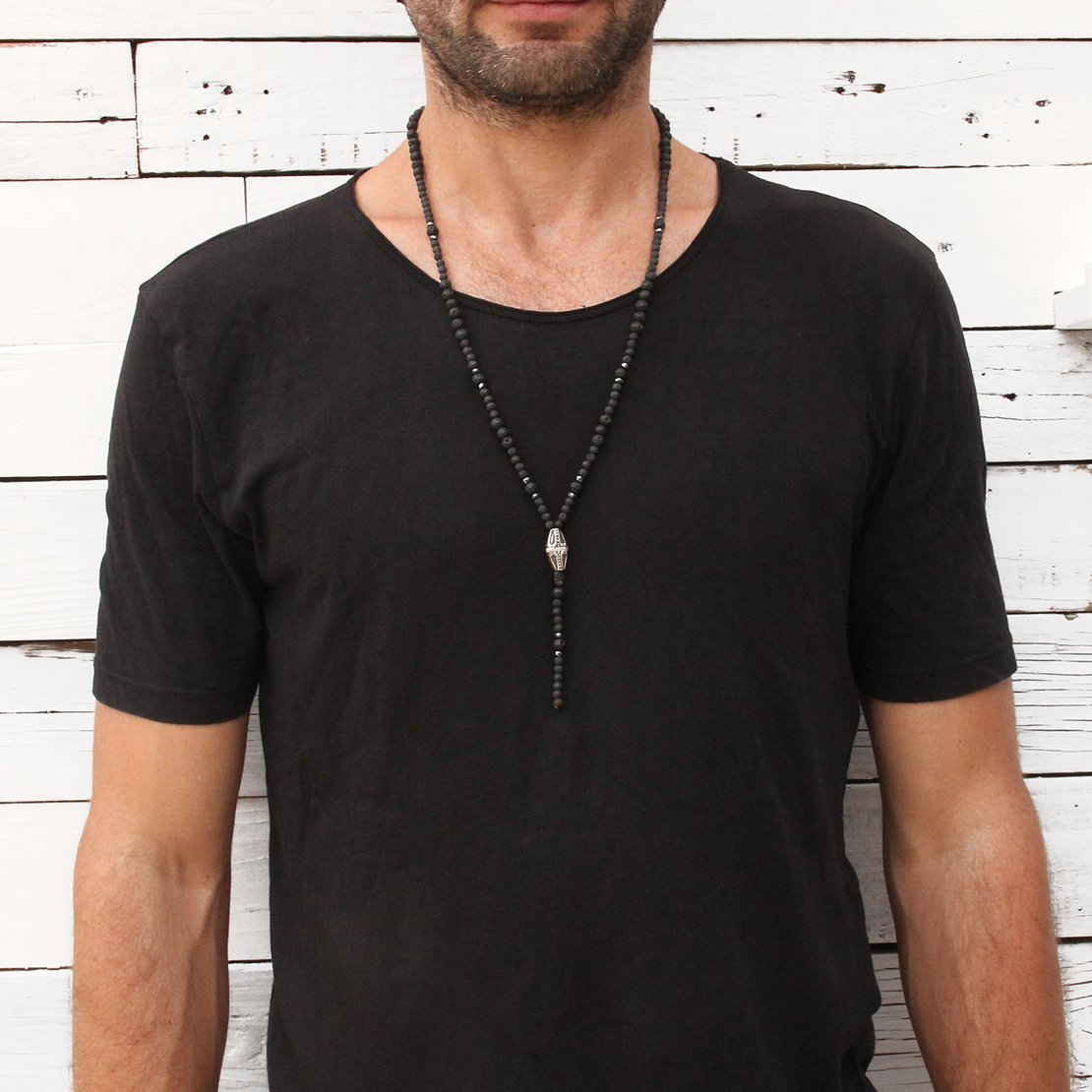 שרשרת סרו נגרו גברים - שחור, כסף 