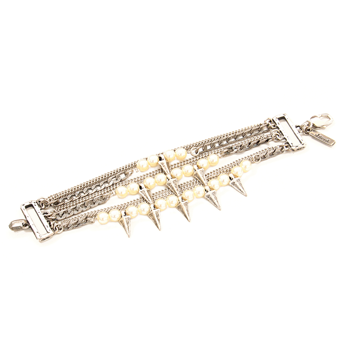 צמיד ניטים פנינים כסוף