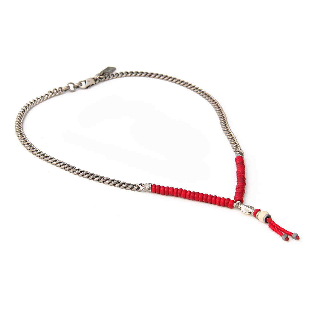 שרשרת אתנית מהדורה - אדום, כסף 