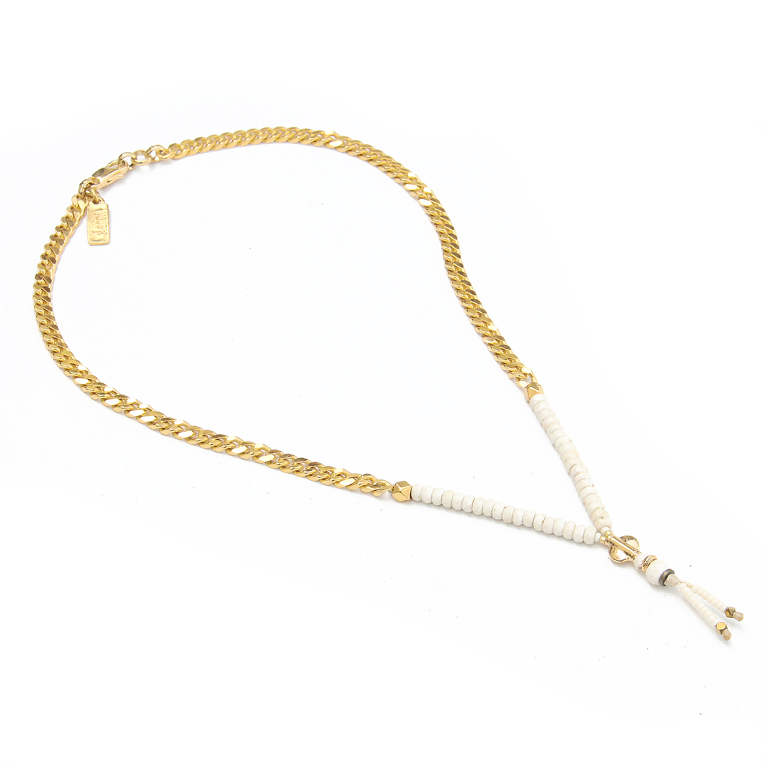 שרשרת אתנית מהדורה - לבן, זהב