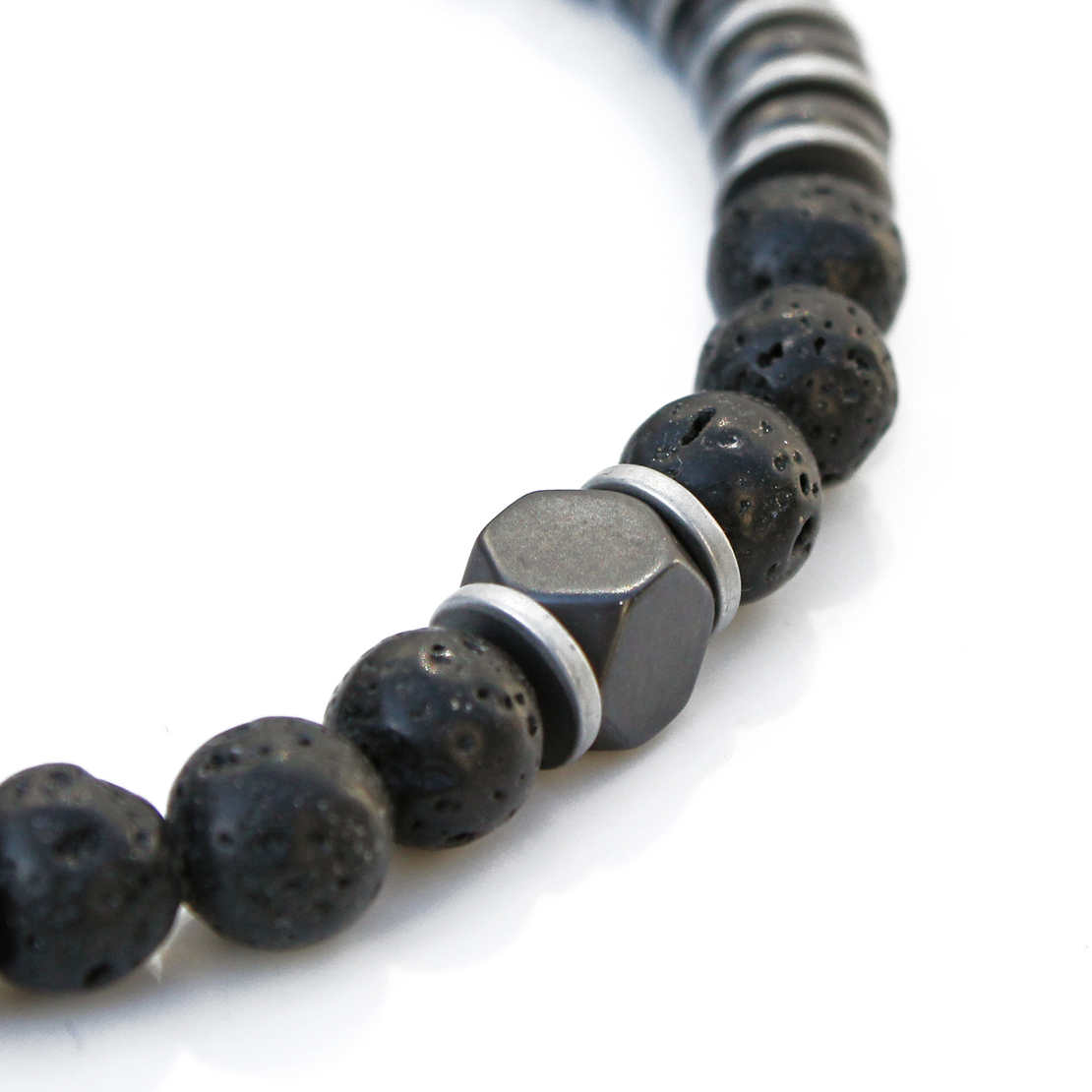 צמיד פרדי גברים - שחור, כסף 