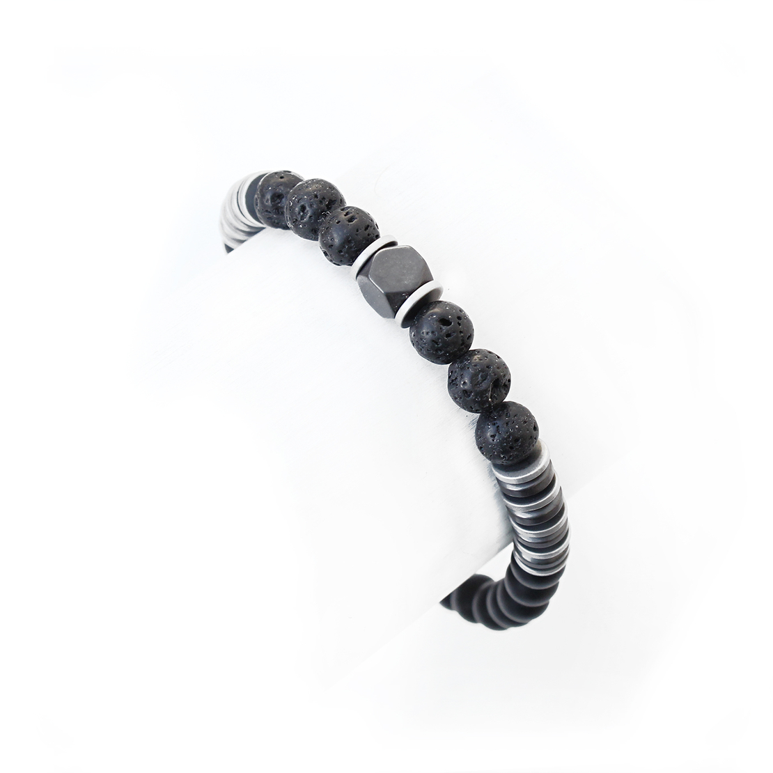 צמיד פרדי גברים - שחור, כסף 