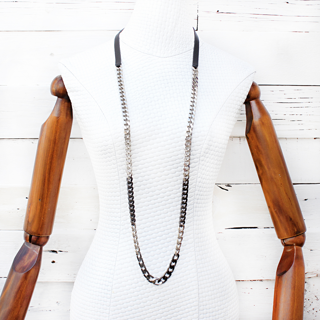 שרשרת גורמט ארוכה - שחור, כסף