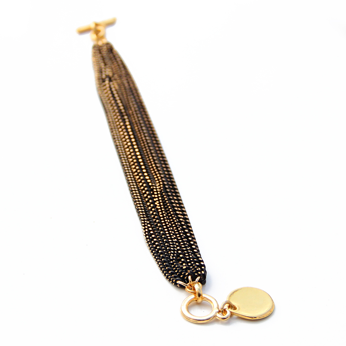 צמיד יפני מטבע - שחור, זהב