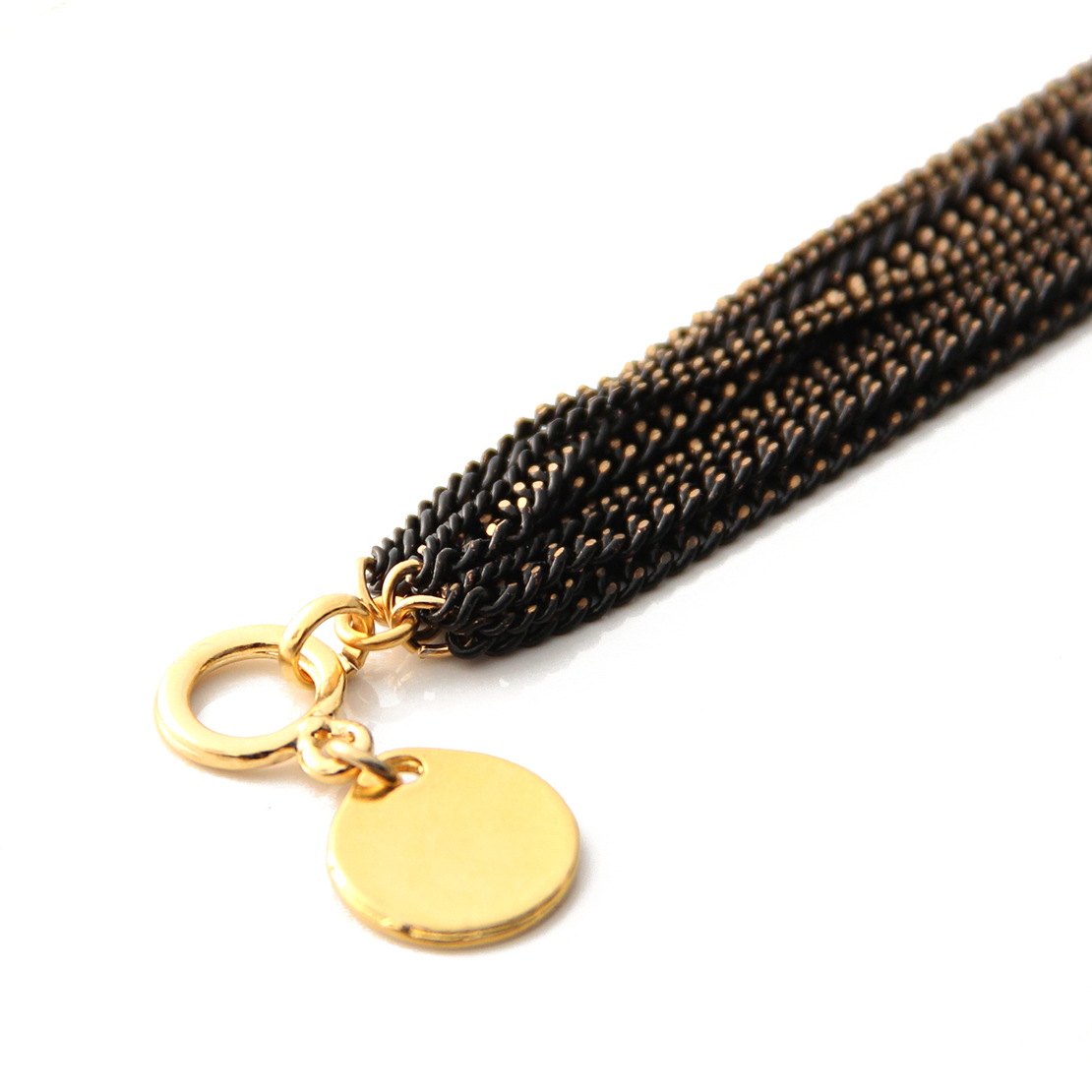 צמיד יפני מטבע - שחור, זהב