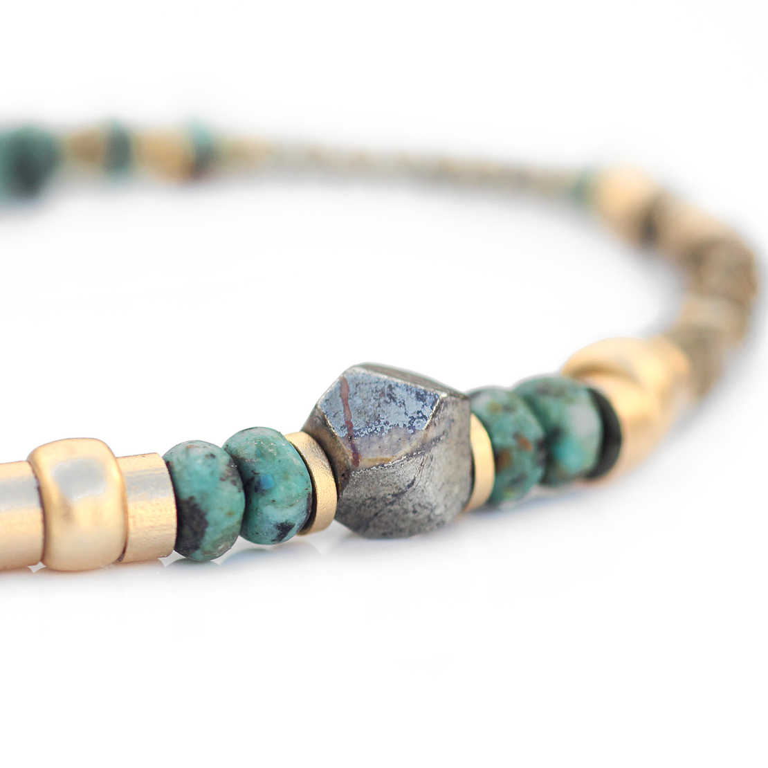 צמיד שריל זהוב - טורקיז 