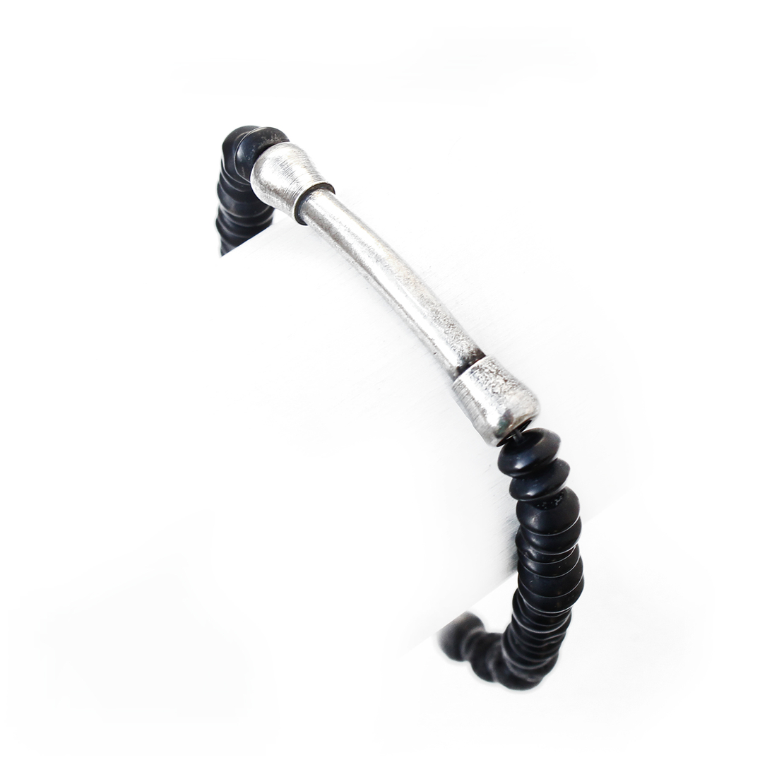 צמיד קליף גברים - שחור, כסוף