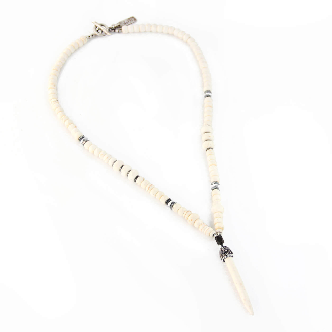 שרשרת שן זירקונים - לבן, כסף