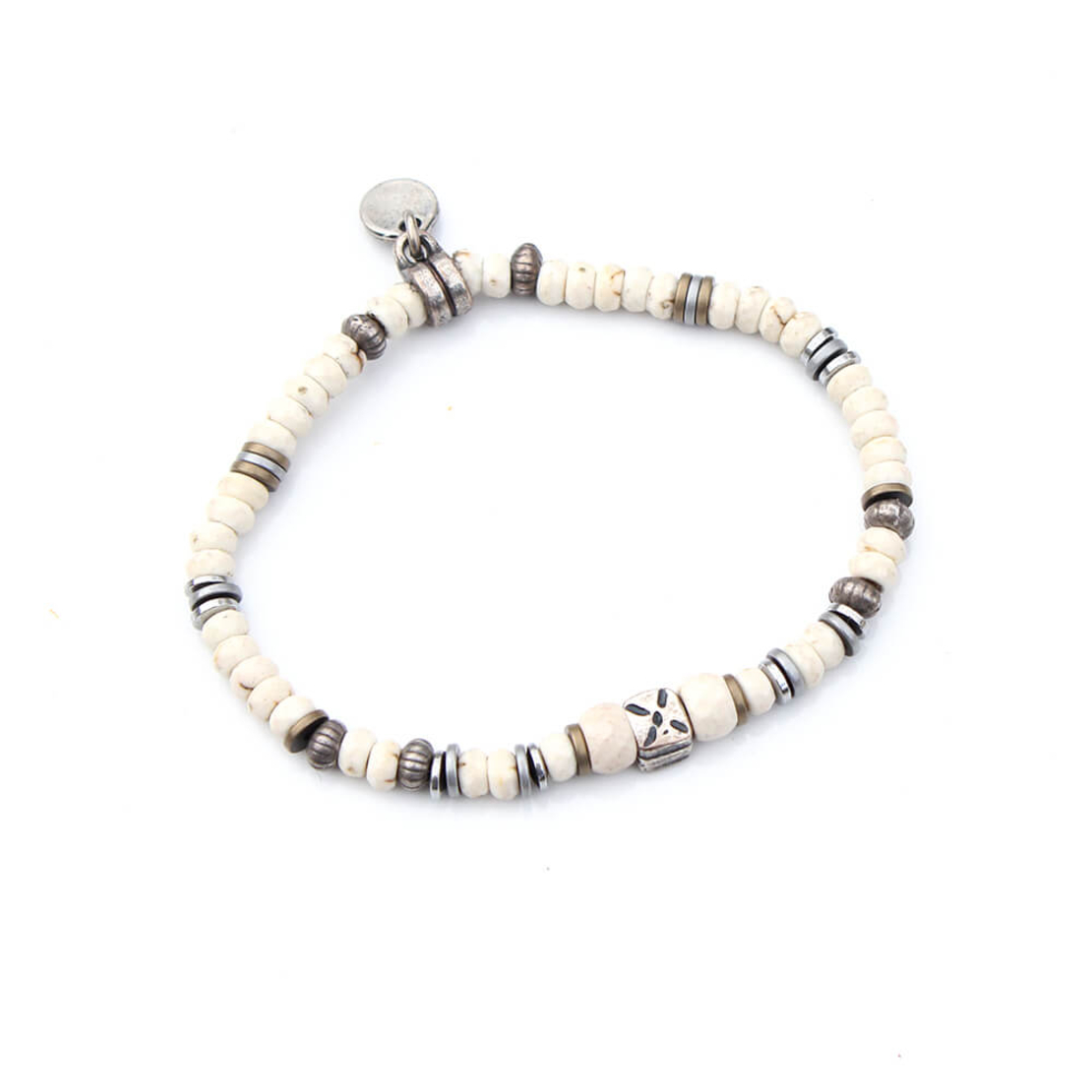 צמיד איקס - לבן וכסף