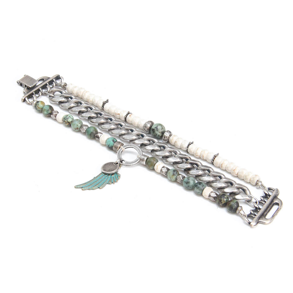 קומבינציית צמידים - מיקה טורקיז