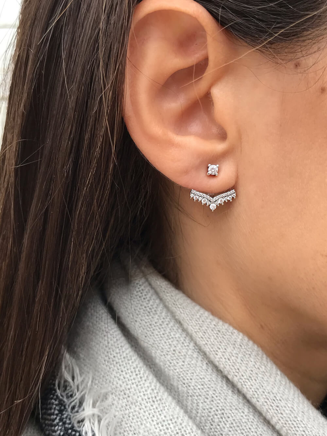 עגילי עוגן זירקונים - כסף 925 