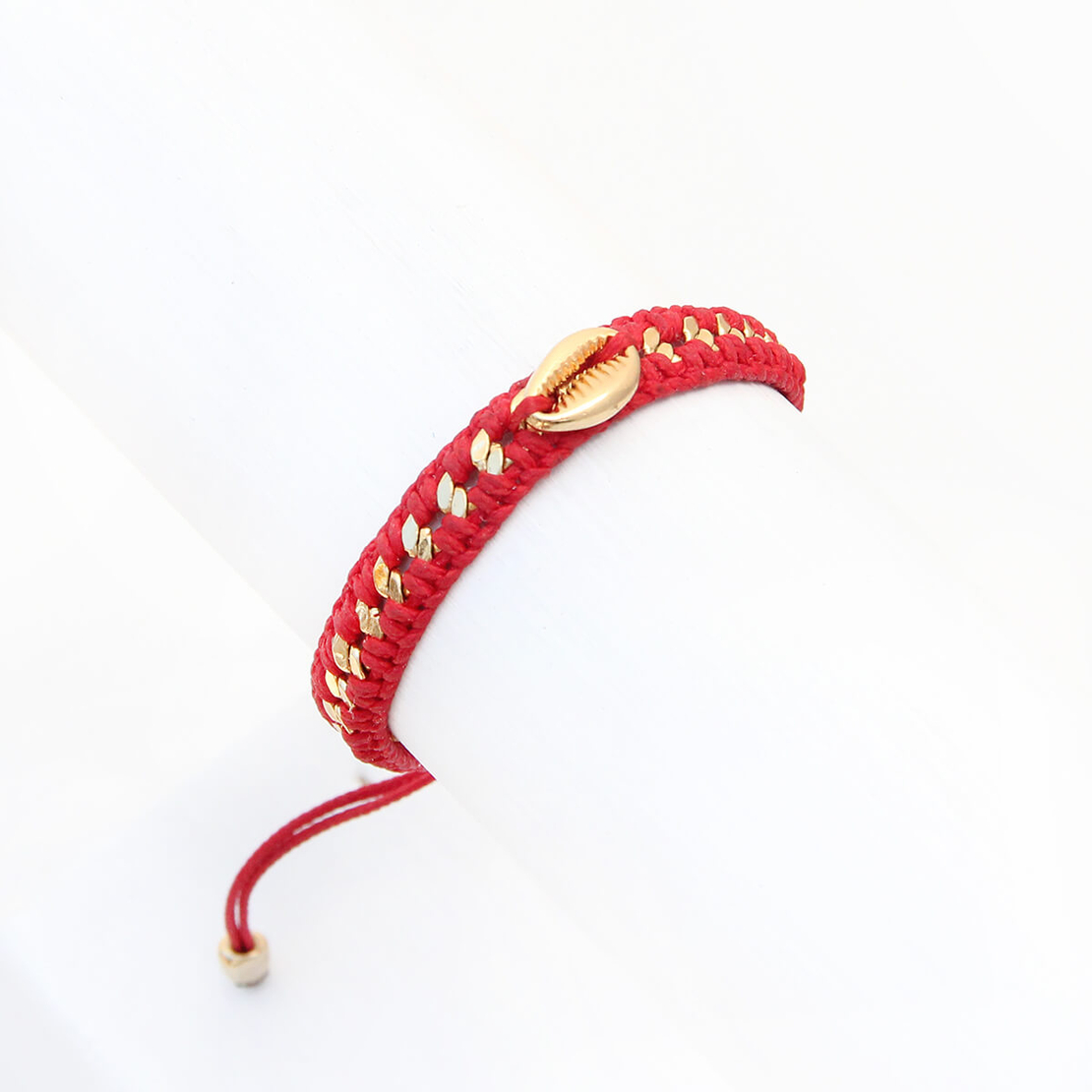 צמיד קרושה קונכיה - אדום, זהב