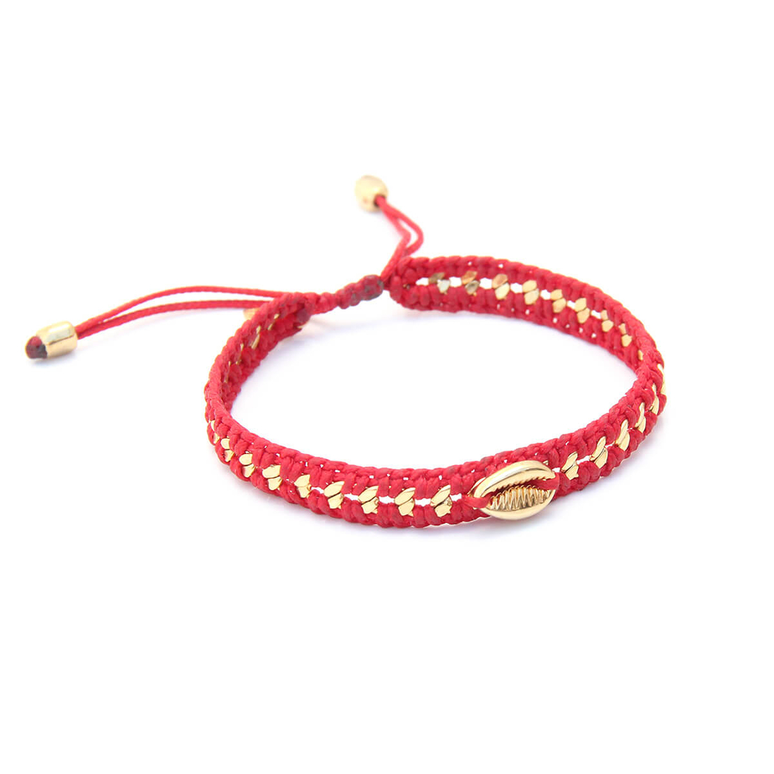 צמיד קרושה קונכיה - אדום, זהב